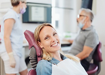 Woman smiling in dental chair